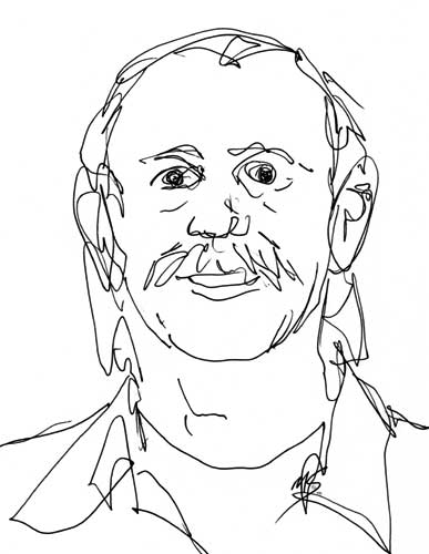 Slohan, a pen and ink portrait by Mark Scribbler.