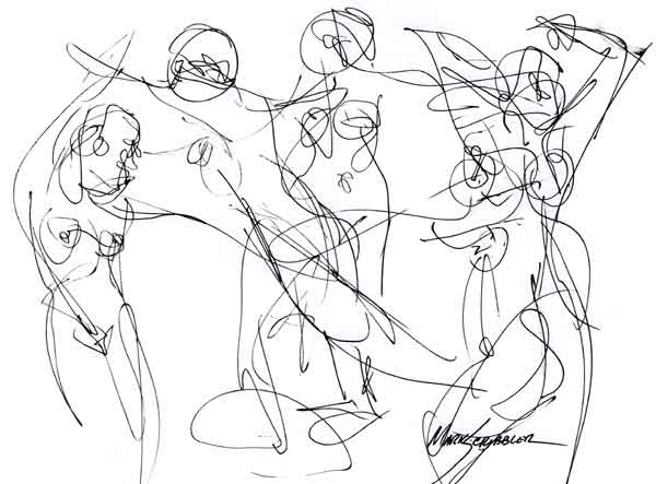 Drawing Five Views of a Dancer by artist Mark Scribbler.